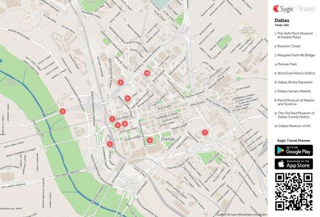 خريطة دالاس لمشاهدة المعالم السياحية