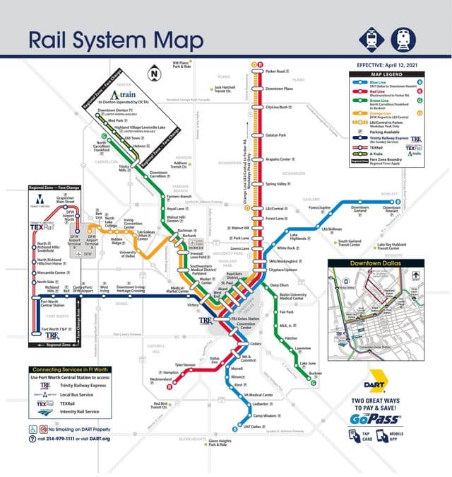 خريطة محطات السكك الحديدية في دالاس